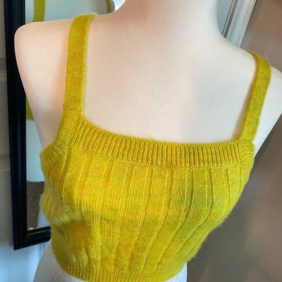 Wild Fable Yellow Cropped Sweater Knit Tank Top - Picture 3 of 4